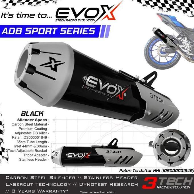 Knalpot Evox ADB Series Motor Sport & Moped  110cc sampai 175cc Full System Beragansi Resmi 3tech Ra