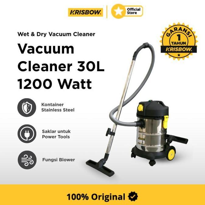 KRISBOW 30 LTR VACUUM CLEANER WET & DRY 1200 WATT