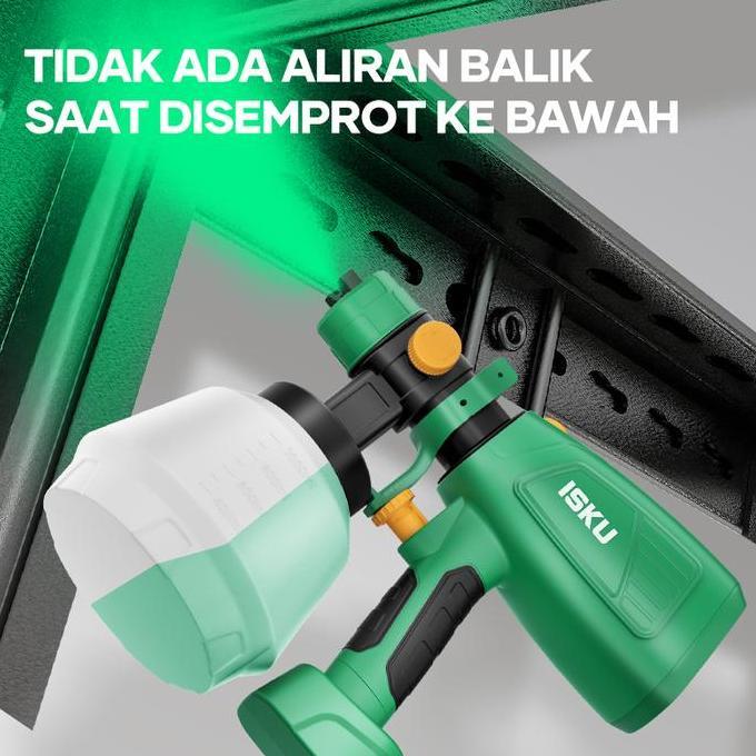 ISKU Spray Gun Elektrik 400W Tabung Besar 1000ml Mesin Semprot Cat Listrik Nozzle Tembaga Asli Tanpa