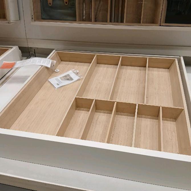 Kotak Bambu Penyimpanan Sendok & Garpu Laci Dapur Serbaguna 52x50cm TF