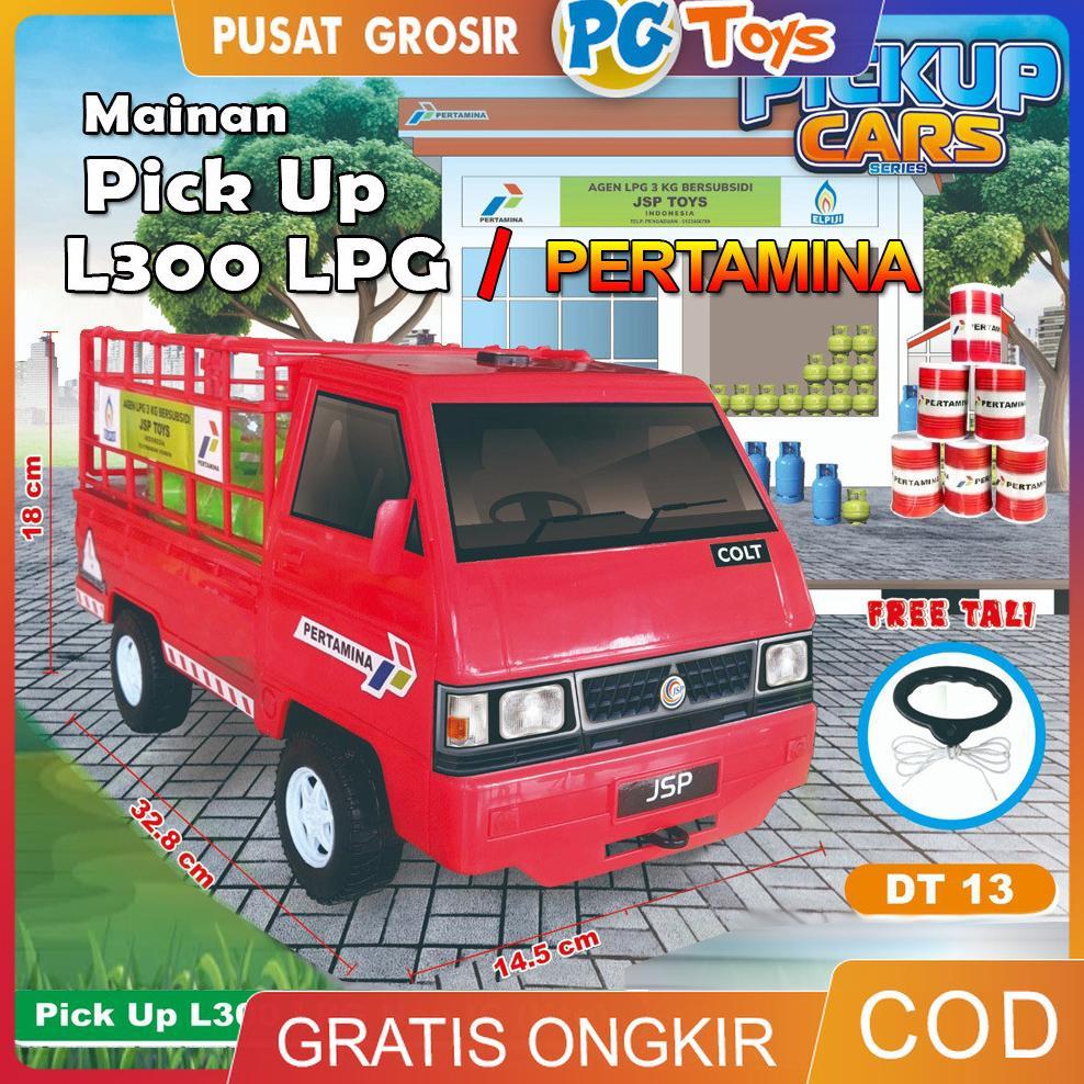 Mainan Anak Mobil Pick Up L300 Pertamina Pengangkut LPG Miniatur Tabung Gas 3Kg DT13