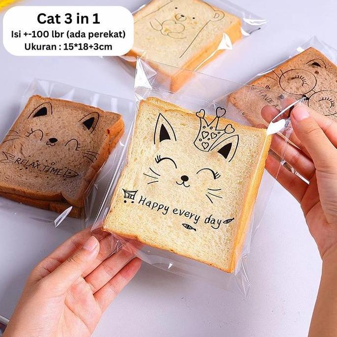 Pilihan- Isi 100Pcs Plastik Roti Bakpao Donat Kue Opp Kemasan Plastik Ukuran 15X18+3 Cm