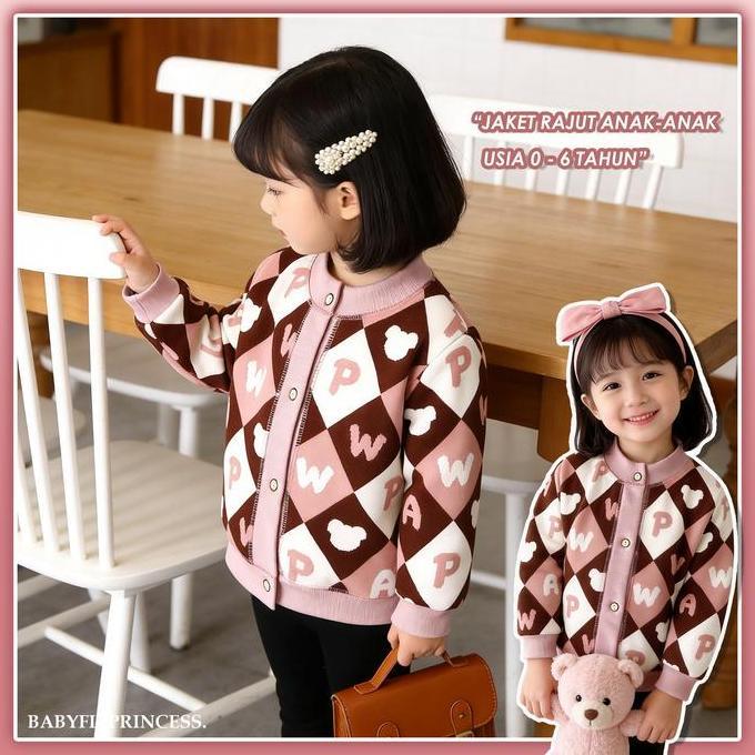 Funny- Babyfit Princess Cardan Rajut Anak-Anak Jaket Sweater Bulu Tipis Untuk Bayi Laki-Laki Dan Per