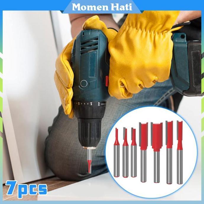 PYON 7Pcs Mata Profil Straight Mata Router Kayu Mata Router Lurus Bit