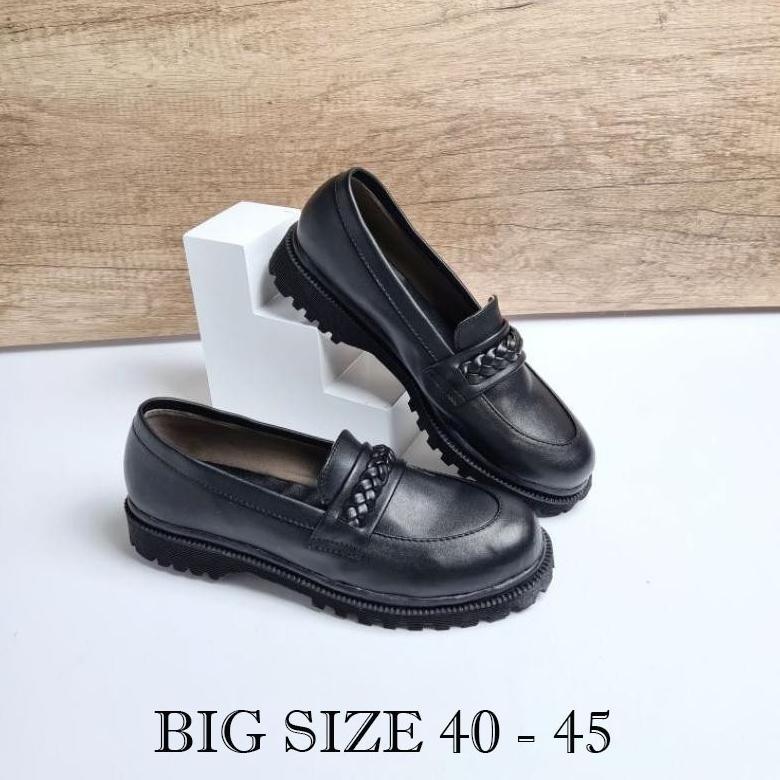 Big Size - Sepatu Docmart Wanita Loafer Tali Kepang Ukuran Besar Jumbo