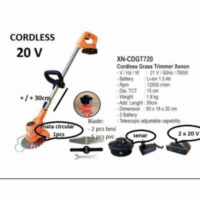 XENON MESIN POTONG RUMPUT18V CDGT 720 BATERAI GRASS TRIMMER CORDLESS