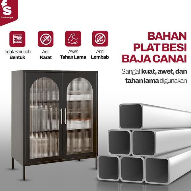 LEMARI KACA HIAS RUANG TAMU AESTHETIC Lemari Bufet Pajangan Penyimpanan Mainan Tas Buku Miniatur Bup