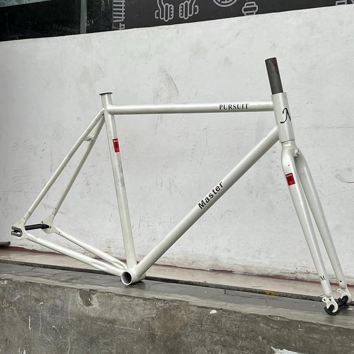 FRAMESET FIXIE 700C CHROMOLY KLASIK PUTIH VINTAGE MASTER PURSUIT LURUS