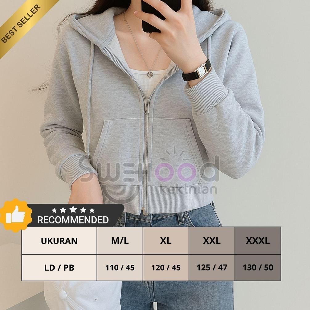 bestpromo exclusive affiliate - basic crop premium jaket hoodie zipper wanita kekinian korea - xtra 
