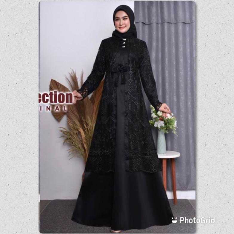 EXCLUSIVE Gamis pesta outer lepas pasang/SET gamis pesta mewah/gamis pesta jumbo/gamis kondangan/out