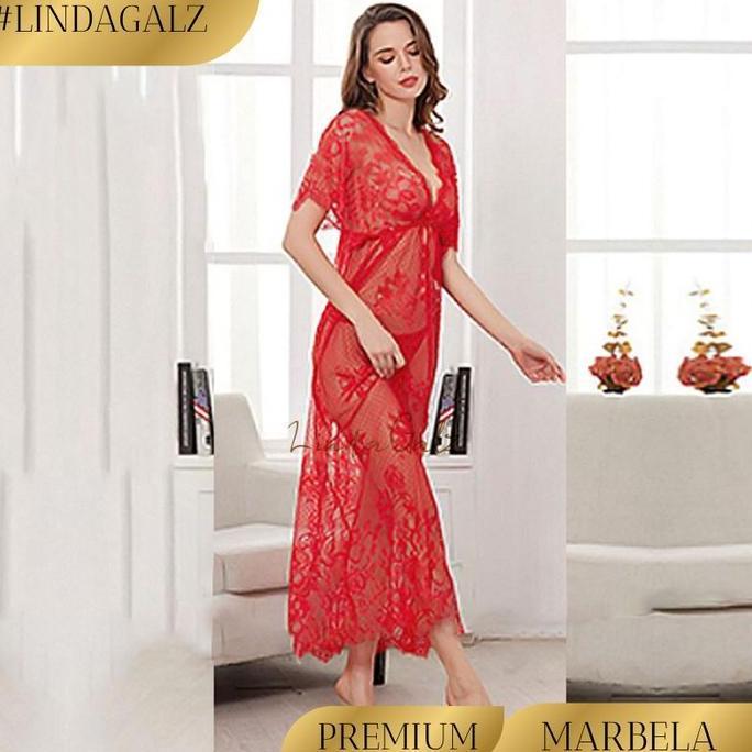 Lindagalz Marbela Pakaian Tidur Wanita 1310 Long Dress Panjang Daster Busui Bumil Lingeri Dress Big 