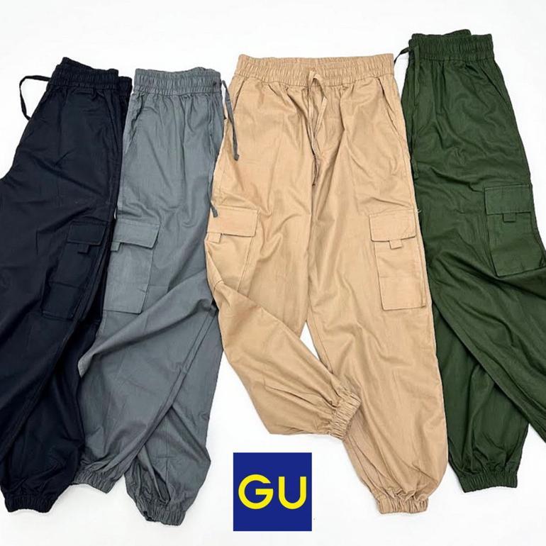 Celana GU Wide-Fit Cargo Jogger Pants Katun M-XL