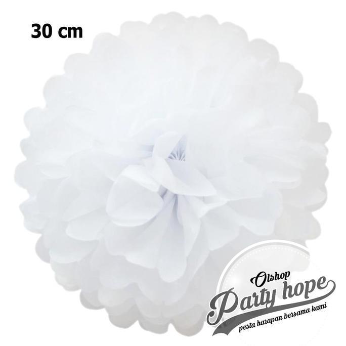 Pilihan- Pompom Kertas Putih / Pompom Kertas 30 Cm / Tissue Paper / Pompom