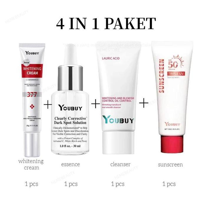 SOBIREN_SHOP - YOUBUY PAKET 4 IN 1  WHITENING CREAM BLEMISH + PEMBERSIH WAJAH FACIAL CLEANSER+WHITEN
