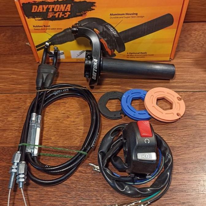 NEW GAS SPONTAN DAYTONA 2 KABEL + SAKLAR CRF150/WR155/VIXION/CB150R - PANJANG KABEL 90CM - UNIVERSAL