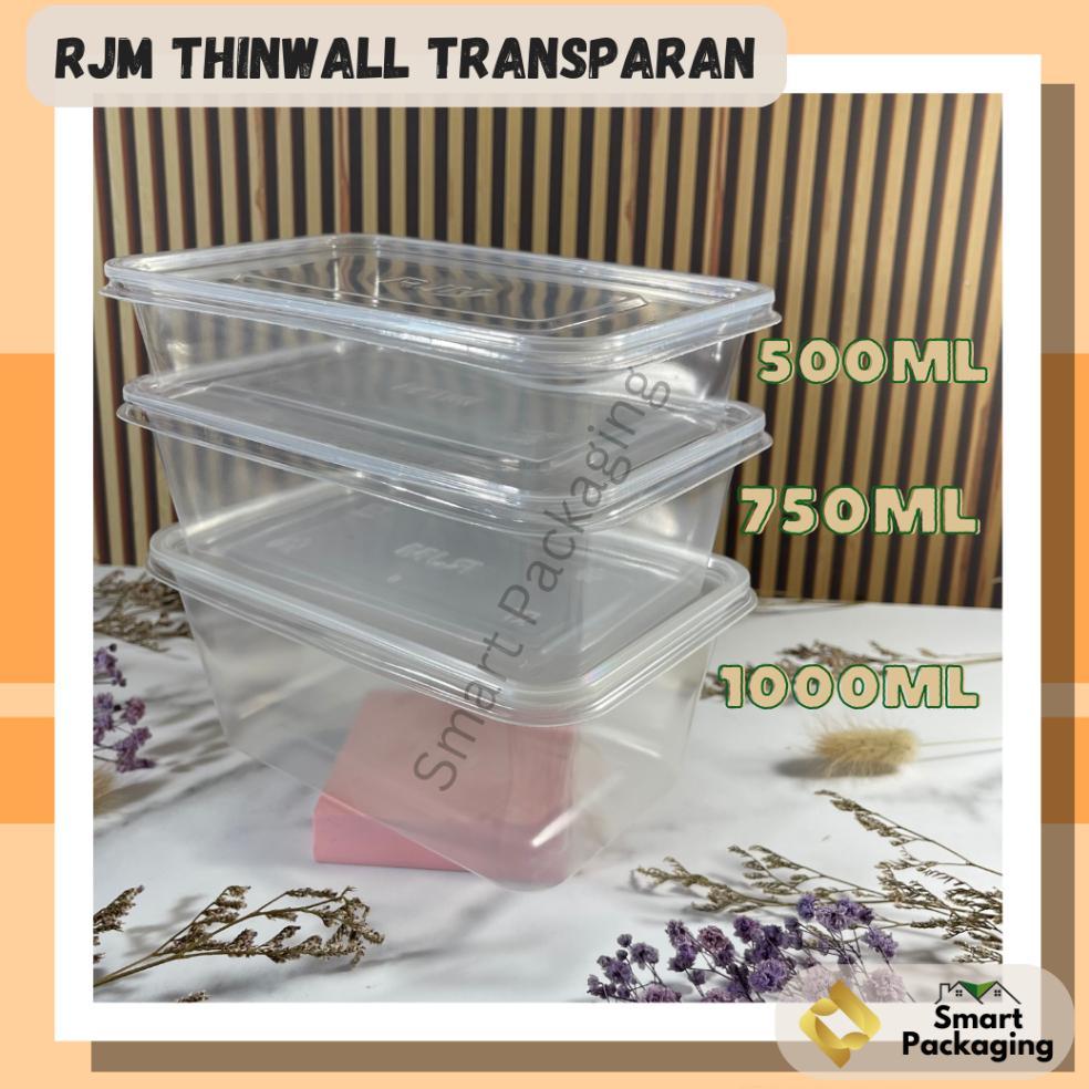 [Isi 25 Pcs] Rjm Thinwall Food Container Trans 500Ml 750Ml 1000Ml / Tempat Makan Plastik / Wadah Bek