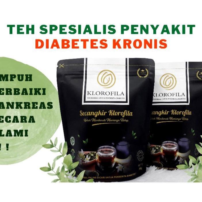 Teh Klorofila Herbal Diabetes [ Promo - 2 Pcs Klorofila ] - Ori - Obat Herbal Diabetes Ampuh