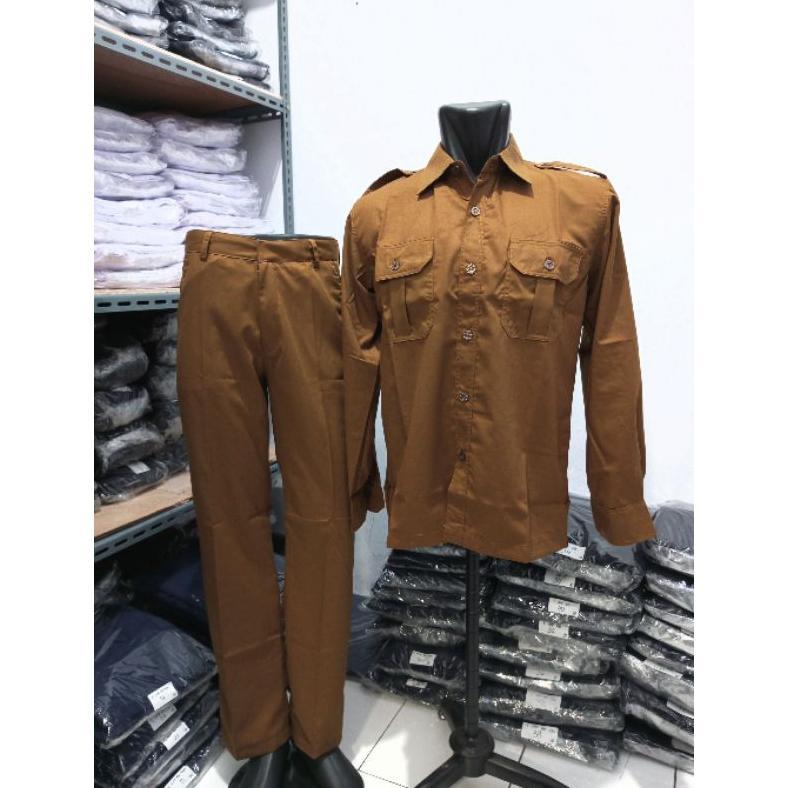 Murah Seragam Pns Pemda - Baju Khaki Pria Lengan Panjang Bahan Katun Wol - Baju Pemda Pns - Rafly Ja