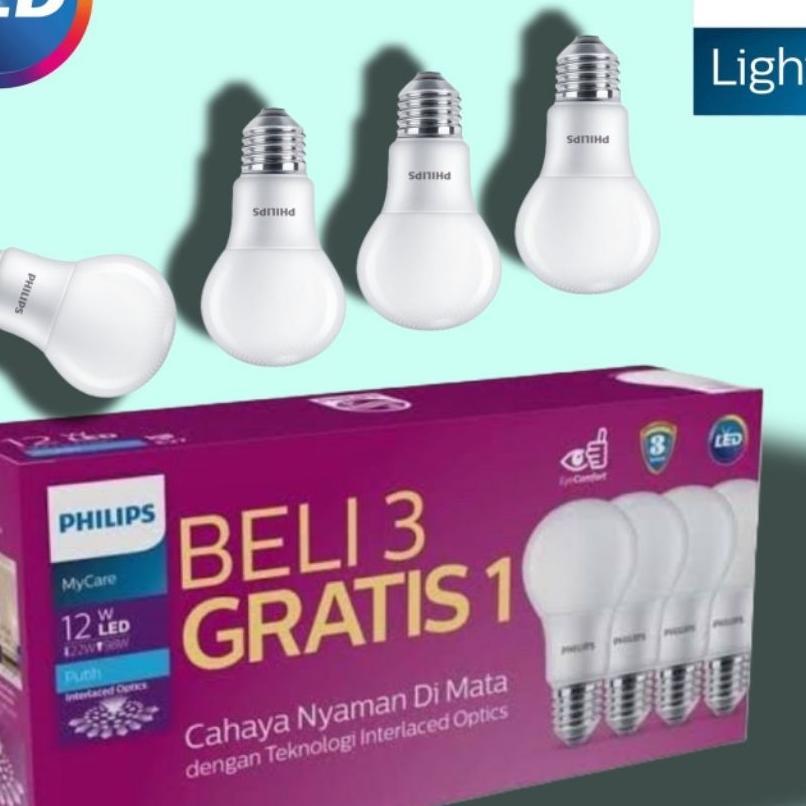 (Beli 3 Gratis 1 )Virall Lampu Led Philips Lampu 12 Watt Multipack Radiantline Ledbright 12W 6500K 2
