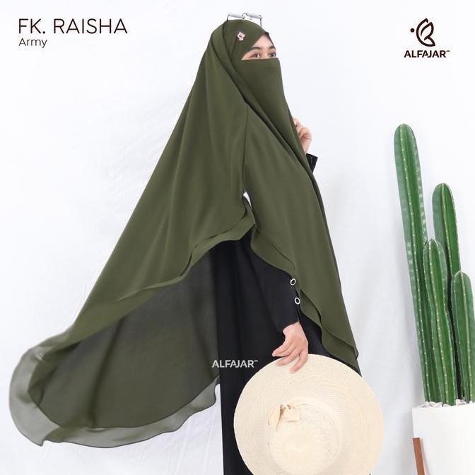 Veil- Alfajar - Frenchkhimar Ceruty Jumbo Raisha Dua Layer Free Cadar Tali Model Runcing Dan Oval / 