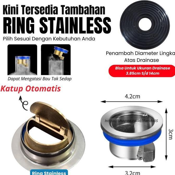Saringan Katup Penutup Lubang Saluran Air Kamar Mandi Tutup Otomatis Tembaga