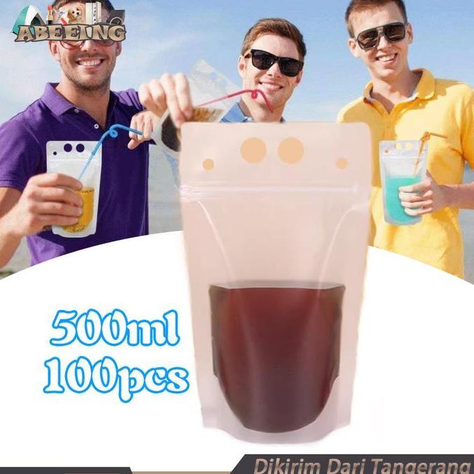 JHONXIE 100pcs/Set Standing Pouch Plastik Pouch Minuman Pouch Standing Minuman Kemasan Minuman Kanto