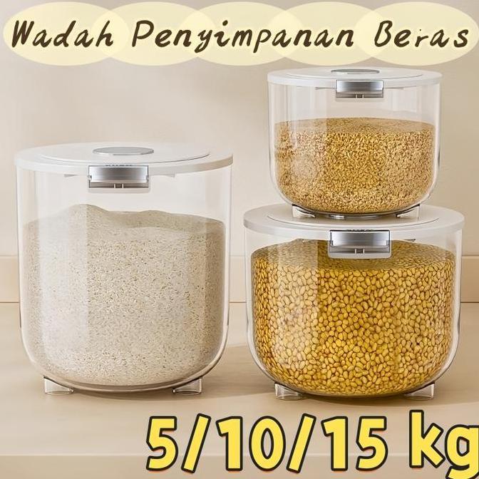 LEONHART Wadah Penyimpanan Beras Anti Kutu Anti Air Anti Lembab Kontainer Beras Rice Free Gelas Taka
