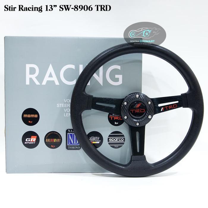 Steer Setir Stir Racing Mobil 13 Inch Import Hitam Embose Sparco / Momo / Trd / Mugen / Gr / Ralli A