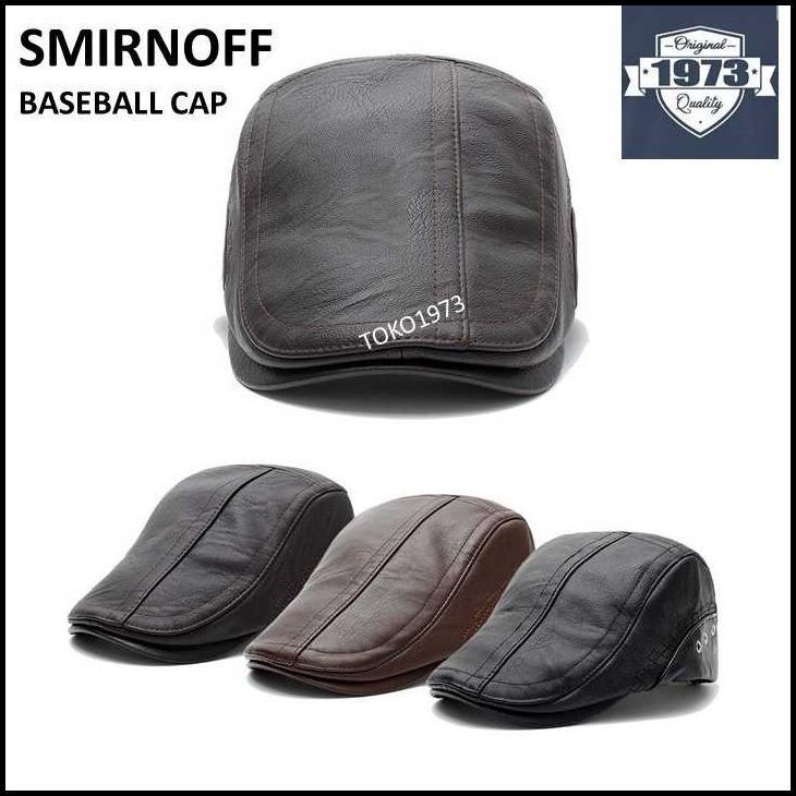 Baseball cap leather : SMIRNOFF - Topi baseball Topi kulit Topi winter
