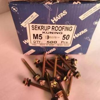 Sekrup roofing kuning M5 x 50 Hafas Per Kotak // SDS 12 x 50 // Drilling 5 cm