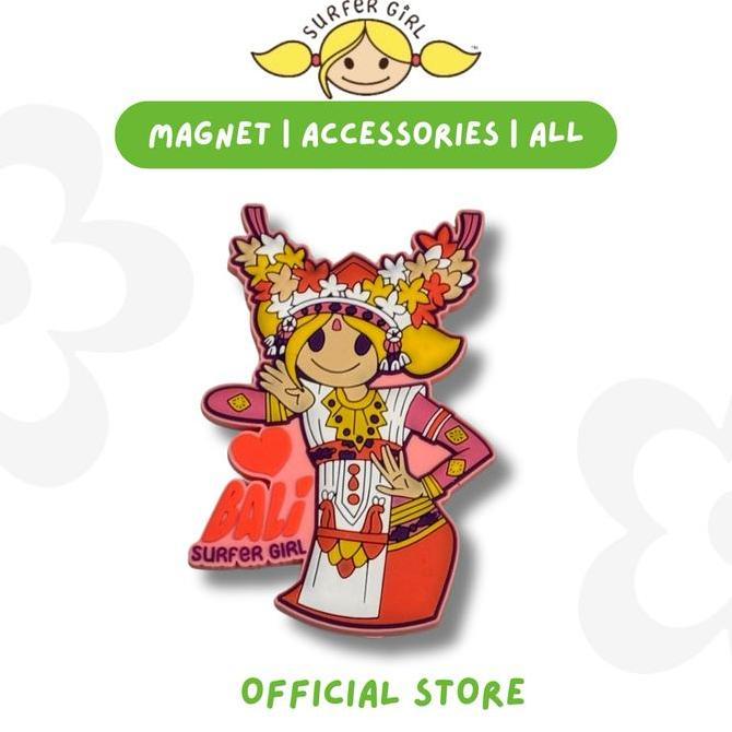 Surfer Girl Summer Legong Magnet 253AMGN002AST | Surfer Girl magnet | Bali souvenir | Legong magnet 