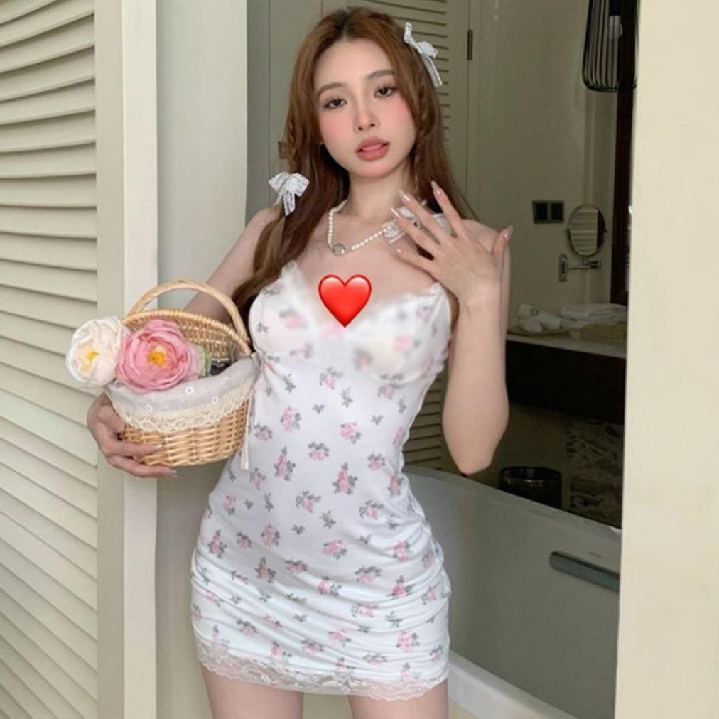 garansi [ lingerie master ] - (l-82) sexy lingerie mini dress korea motif bunga / baju tidur wanita 