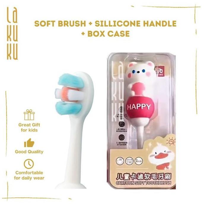 Baba- Lakuku - Sikat Gi Anak Balita 1 Tahun Bulu Lembut Soft Toothbrush Model Pegangan Silikon Bonek