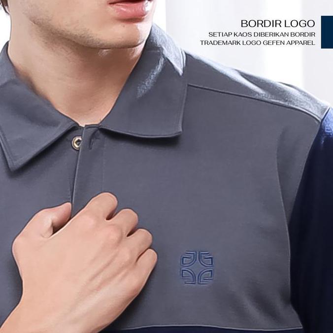 TERANGBULANSHOP_ - GEFEN - KERAH POLO KOMBINASI STRIPE PRIA KAOS BAPAK BAPAK BERKERAH