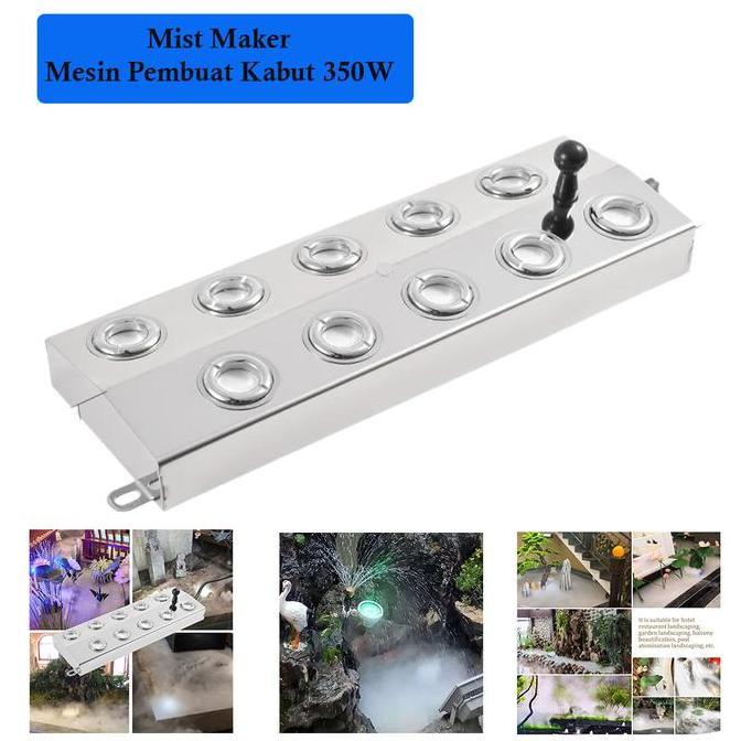 Mist Maker 10 Mata Ultrasonic Mesin Pembuat Kabut Embun Humifider Smoke Fog Machine 350 W