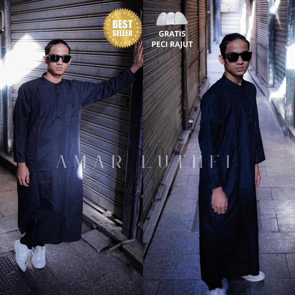 Discount [COD] JUBAH PRIA GAMIS PRIA DEWASA HITAM PUTIH WARNA POLOS MODEL THOBE SAUDI