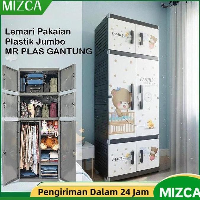 BEBAS ONGKIR - MIZCA Lemari Pakaian Plastik MR PLAS STICKER JUMBO Lemari Gantungan Lemari Cermin Lem