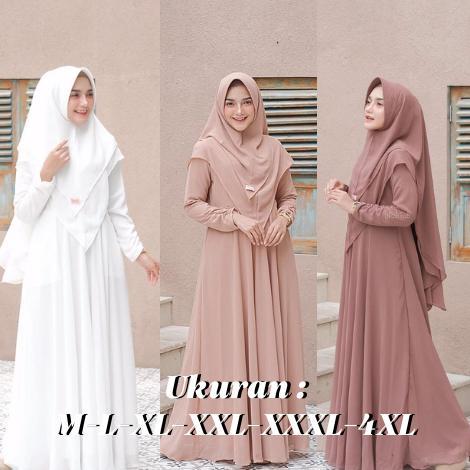 promo gamis syari ada 14 warna plus jilbab 2 layer ukuran m l xl xxl xxxl 4xl gamis mayra syari  set