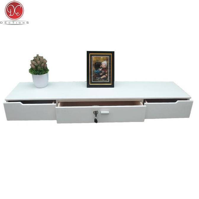 CUCI GUDANG - Dections Rak Dinding Laci Gantung 100x25cm 3 Penyimpanan Dengan Kunci - Furniture Meja