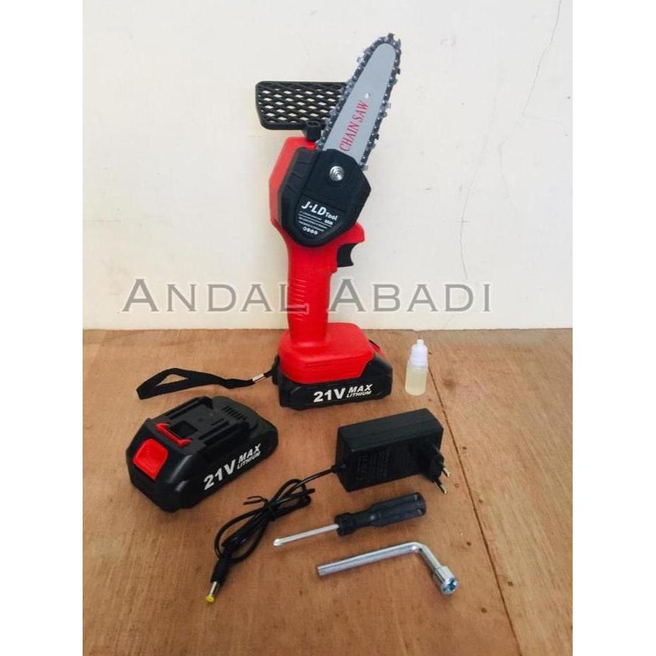 Terlaris Mesin Gergaji Cas Mesin Potong Kayu 21 V Chain Saw Cin Sos  Senso Cordless Mini Chainsaw Ba