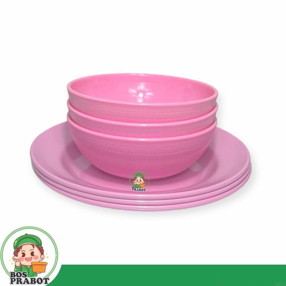 PIRING MELAMIN SET ISI 6 / PAKET PIRING MANGKOK MELAMIN/PIRING MAKAN MELAMIN BULAT DAN MANGKOK BULAT