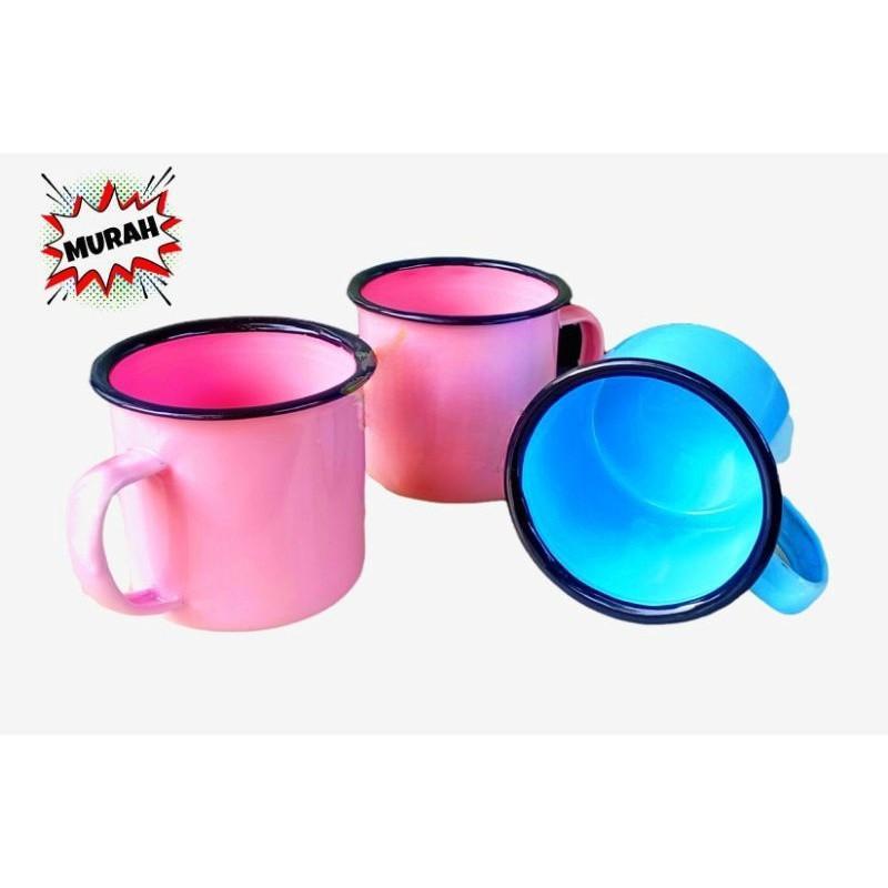 Cangkir Seng Enamel Jadul 6Cm 7Cm 8Cm Polos Bunga Blirik / Cangkir Jadul / Souvenir Cangkir