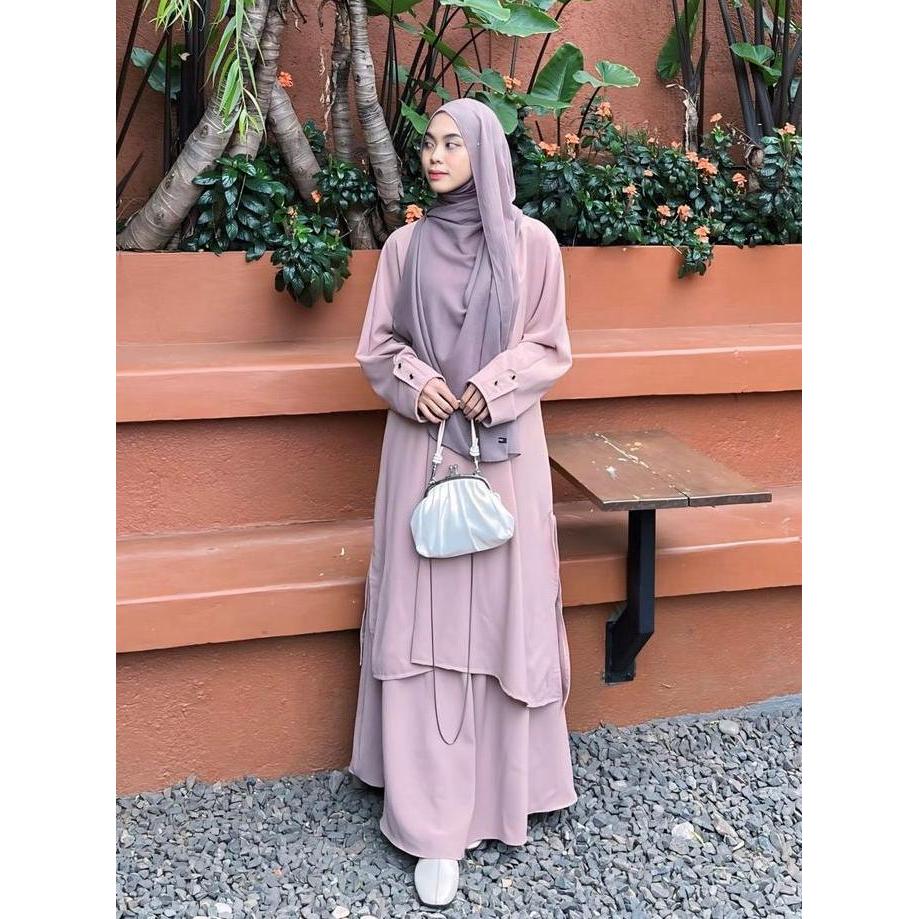 Ufaira Collection~One Set Almeera Setelan Terbaru~ Bahan Shabrina Anti UV one set Muslimah style