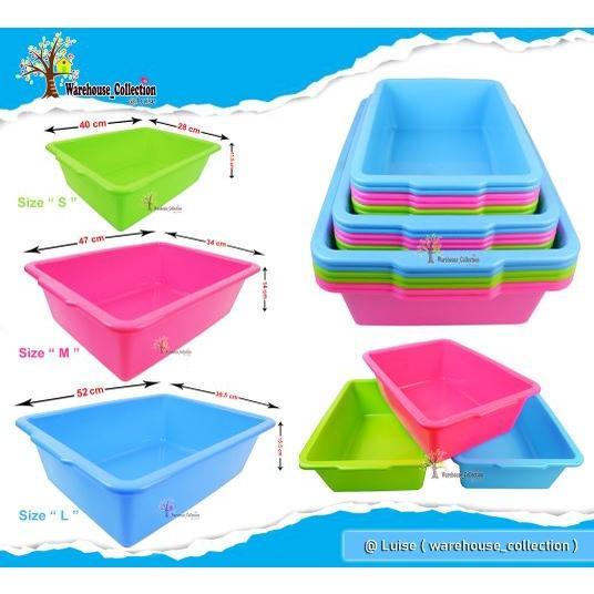 Bak Segi Warna Premium Medium Besar / Bak Segi Tebal / Bak Kotak Besar