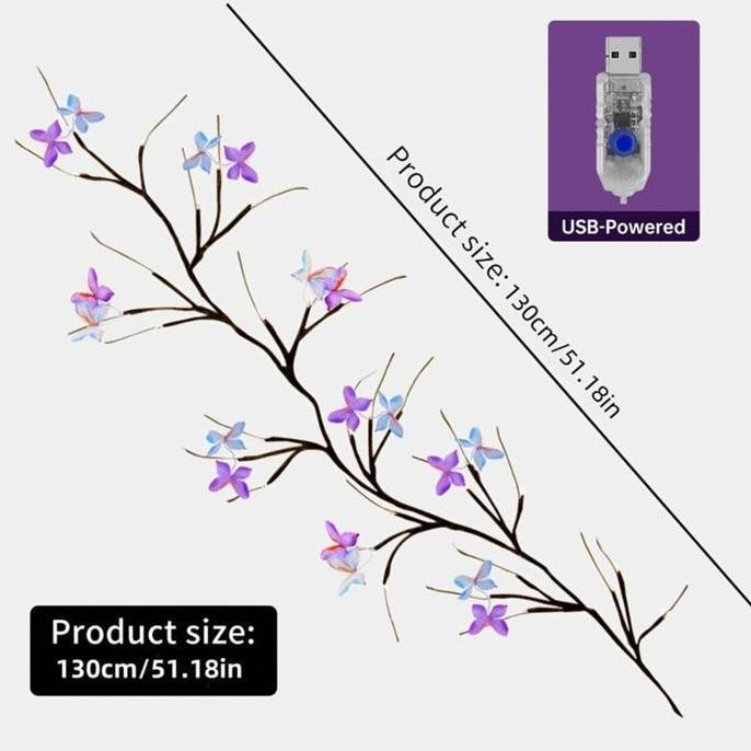 Newlict- Lampu Led Kupu-Kupu Rna-Rni/Lampu Led Kupu-Kupu Diy Lampu Pohon / Lampu Ambient Rna-Rni / D
