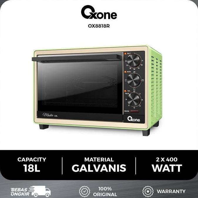 Oxone OX8818R Oven Listrik Toaster Stainless Steel 18L Galvanis 800W dengan Tray Anti Karat dan Time