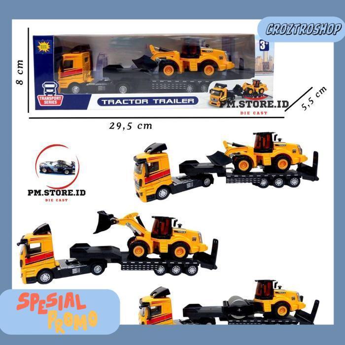 Diecast Transport Series Tractor Trailer Angkut Truck Contruction