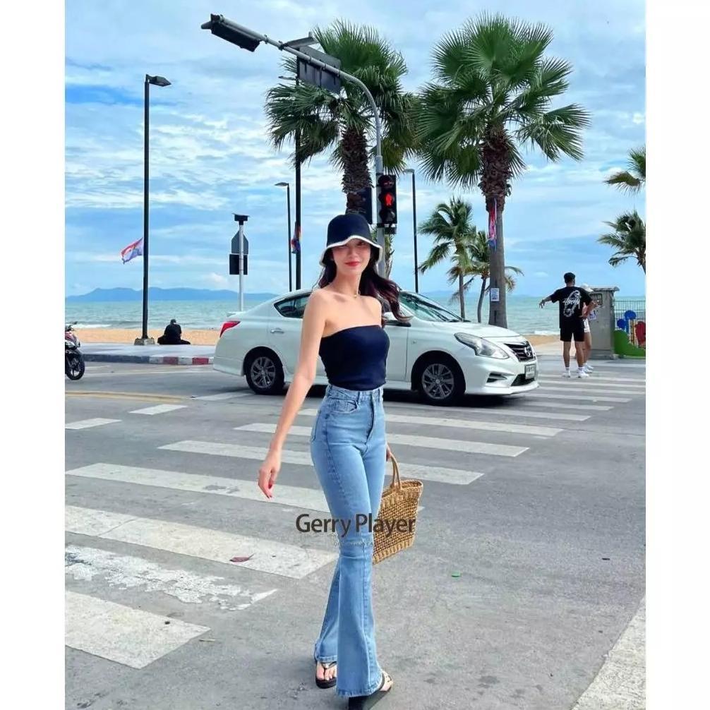 OFFICIAL Zora - Jeans Cutbray Wanita Highwaist Kekinian Celana Cutbray Jeans Wanita Stretch Terbaru 