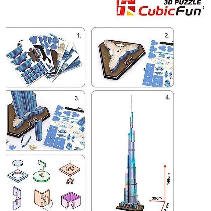 CUBICFUN Burj Khalifa LED - 3D Puzzle (TERBAIK) (TERBARU) (TERMURAH)