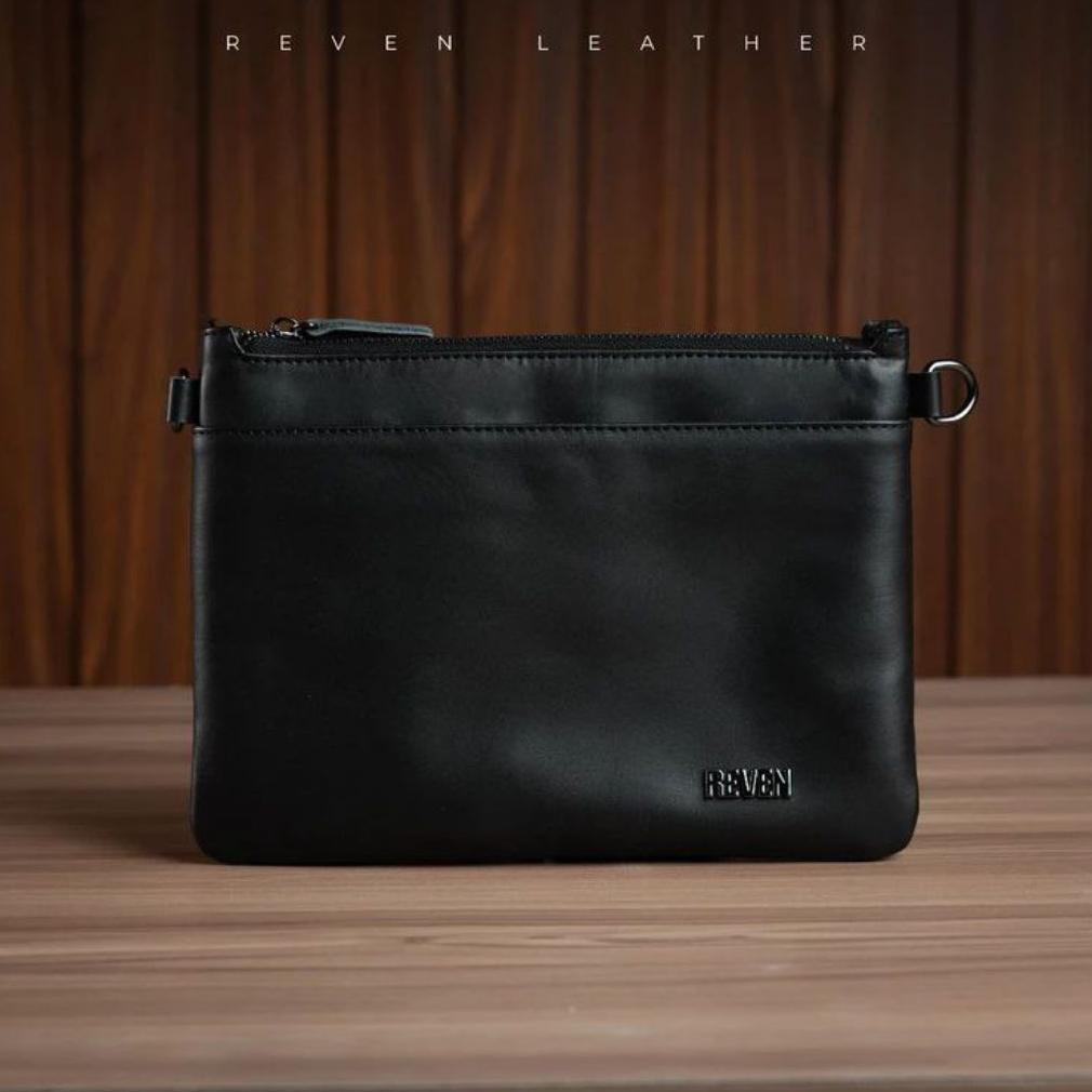 Reven Leather Adam Handbag - Tas Tangan Pria Clutch Cowok Bahan Kulit Sapi Asli Premium Original